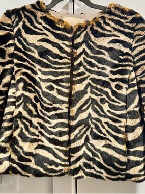 Banana Republic Zebra-Print Faux Fur Jacket - Black & Cream